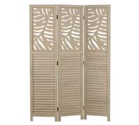 Paravent 3 pans bois beige pliable