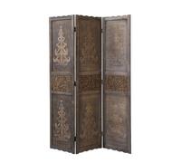 Paravent 3 pans en bois marron haute qualite 170x120 cm pliable PAR06077