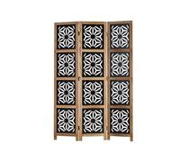 Homestyle4u 2015 Paravent en bois naturel noir naturel 3 pièces Brise-vue