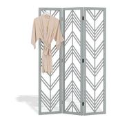 Paravent 3 pans pliable en bois gris - Séparateur de pièce