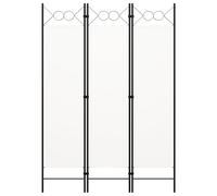 Paravent 3 pièces Blanc 120 × 180 cm - Séparateur autonome & brise-vue en polyester et fer revêtu par pulvérisation avec ornement circulaire, pliable pour chambre à coucher, salon et bureau