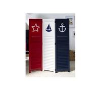 Homestyle4u paravent 3 volets bois - Rouge
