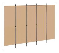 Paravent 5 Panneaux Beige 250 x 180 cm Tissu Polyester avec Cadre en Fer | Design pliable, rangement compact, montage facile, entretien chiffon sec, séparation lumineuse, polyvalent intérieur
