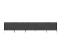 Paravent 5 Panneaux Tissu Non tissé Anthracite 600 x 80 cm avec poteaux en Bois Support Fixation pour Protection Contre Le Vent et l'UV idéal pour terrasse Jardin Balcon Patio Plage Camping