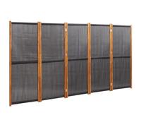 Paravent 5 pièces en bois d'acacia massif avec tissu textilène, 350 x 180 cm, pliable, autonome, opaque, idéal pour salon, bureau, jardin, intérieur et extérieur