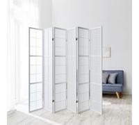 Paravent bois 6 pans blanc