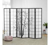 Paravent bois 6 pans bambou noir
