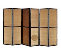 Paravent 6 pans - Bois noir et bambou