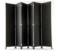 Paravent 6 Pans Tressé - Noir 180x270 cm