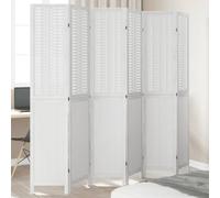 Paravent 6 pièces blanc en bois massif de paulownia et bambou - Paravent pliable avec 6 panneaux - 210 x 200 cm - Paravent autonome - Brise-vue pour salon, chambre à coucher, bureau