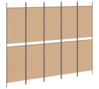 Paravent à 5 panneaux en tissu beige - 250 x 200 cm - Pliable et autonome - Paravent brise-vue pour chambre à coucher, salon, bureau - Design pliable et utilisation polyvalente