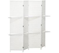 Paravent autoportant 4 pans, panneaux de séparation de pièce opaques, chambre à coucher ou maison, 181 x 180 x 1,6 cm, blanc