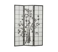 Paravent bois 3 pans bambou noir
