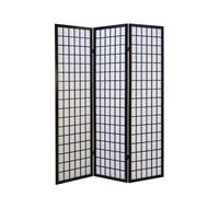 Paravent bois 3 pans shoji noir pliable