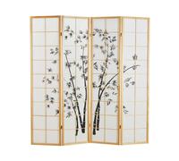 Paravent bois 4 pans bambou clair