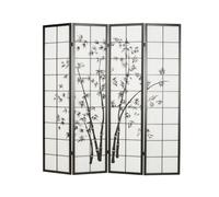 Paravent bois 4 pans bambou noir