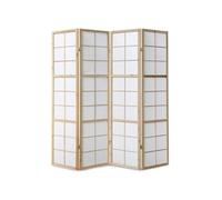 Homestyle4u Paravent bois 4 pans pliant – Clair