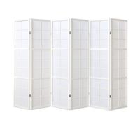 Paravent bois 6 pans blanc