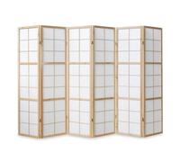 Paravent bois 6 pans clair
