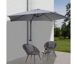 Paravent Casoria, Parapluie balcon Parasol, 3m inclinable, polyester alu/acier 9kg ~ gris