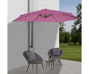 Paravent Casoria, Parasol de balcon, 3m inclinable, polyester alu/acier 9kg ~ lavande-rouge