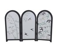 Paravent Chinois Miniature de Bureau 13x9 Pouces en Acrylique Pliant | Décor Asiatique Traditionnel, Surface Miroir Réfléchissante, Format Compact pour Studio et Dortoir