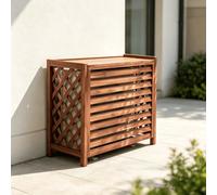 Paravent Climatiseur Exterieur Cache Persienne Meuble Etagere | Paravent persienne exterieur masquant le compresseur avec plateau pour decoration.(85*80)