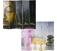 Paravent / cloison de séparation, 4 pans motif Bouddha 180x160 cm Multicolore G
