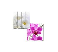 Paravent / cloison de séparation M68, 4 pans, 160x180cm, motif orchidée