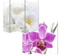 Mendler Paravent/cloison de séparation M68, 5 pans - 200x180cm, Motif orchidée