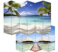 Paravent / cloison de séparation M68, 6 pans, 240x180cm, motif plage Multicolore G