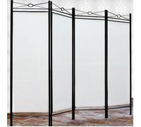Paravent crème - 4 panneaux - Cadre en métal laqué - Cloison 180 x 163 cm