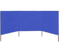 Paravent de plage - 400 x 120 cm - 3 panneaux - Bleu - Pliable, avec montants en bois inclus