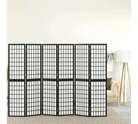 Paravent de style japonais en bois de sapin massif avec papier de riz Shoji - 240 x 170 cm - Noir - Pliable comme séparateur de pièce - Brise-vue pour salon et bureau - 240 x 170 cm