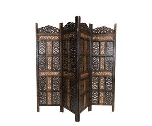 Paravent Décoratif En Bois Marron Style Oriental 200cm Boho Vintage Salon