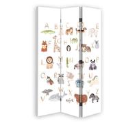 Paravent décoratif en trois parties, L'alphabet avec des animaux (P-3326) 110x170 cm
