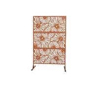 Paravent d'extérieur motif floral ajouré en métal - L116 x H188 cm - Terracotta - VENGY