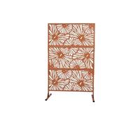 Paravent d'extérieur motif floral ajouré en métal - L116 x H188 cm - Terracotta - VENGY