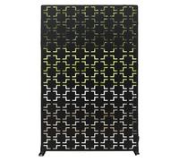 Paravent d'intimité, séparateur d'espace extérieur autoportant, design métallique élégant, motifs en forme de carrés noirs