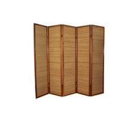 Paravent en bois brun avec bambou de 5 pans --