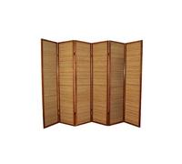 Paravent en bois brun avec bambou de 6 pans --