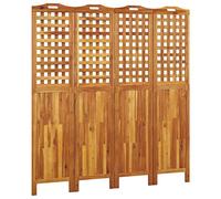 Paravent en bois d'acacia massif, 4 pièces, 162 x 2 x 180 cm, pliable, autonome, opaque, pour salon, chambre à coucher, bureau, intérieur et extérieur