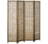 HOMCOM Paravent en Bois 4 Panneaux 160 x 170 cm séparateur de pièce closion de séparation Pliable - Naturel