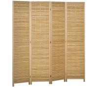 Paravent en bois - HOMCOM - 4 panneaux séparateur pliable en bambou décoration intérieur - 160x170cm - naturel clair