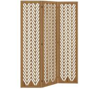 Paravent en bois - HOMCOM - ajouré séparateur de pièce cloison pliable 3 panneaux - bois - 120x170cm - naturel