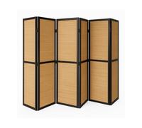 Paravent 6 pans - Bois noir et bambou