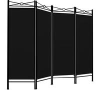 Paravent en metal et tissu 180x160cm 4 panneaux séparateur de pièces noir pas cher