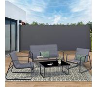 Paravent ext?rieur r?tractable 180 x 500 CM gris anthracite store lat?ral