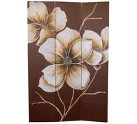 Paravent fleur 180 x 120 cm en sapin beige et chocolat