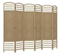 Paravent - HOMCOM - pliable - 6 panneaux - pour hambre à coucher maison intérieur - en bois - 240 x 170 cm - bois naturel